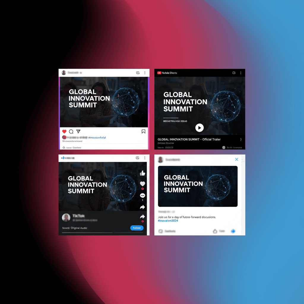 Same content optimized and formatted for TikTok, Instagram, YouTube Shorts, and X