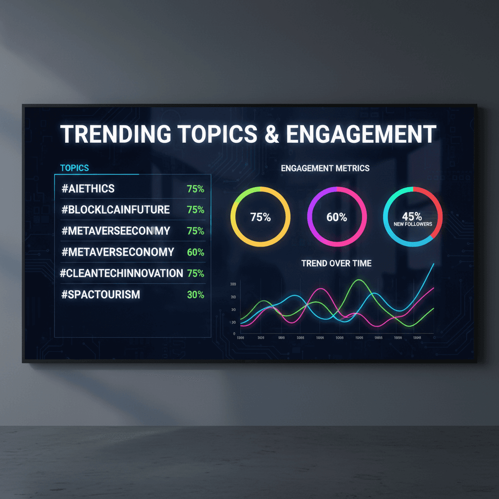 Real-time trend prediction dashboard with trending topics and growth charts